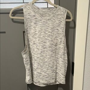 Lululemon Athletica White and Gray Heather Muscle Tee
